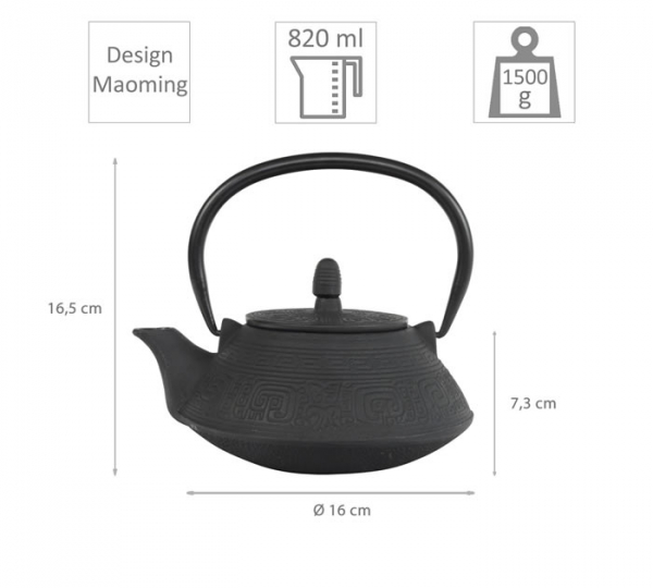 teeblume cast iron teapot Maoming, 0,8 litre, with strainer, different colours