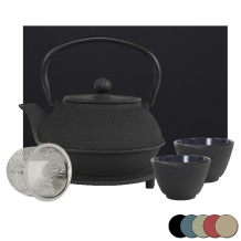 teeblume cast iron teapot set, Arare, 0,9 litre, with strainer, coaster and 2 mugs in a gift box- different colours