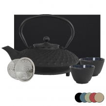 teeblume cast iron teapot set, Kambin, 0,9 litre, with strainer, coaster and 2 mugs in a gift box- different colours