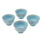 Preview: Asiatisches Schüssel-Set Torusakura in Türkis mit Kirschblüten, 4-teilig, Ø 11,5 cm, Höhe 7,5 cm, ca. 320 ml.