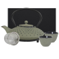 Preview: teeblume cast iron teapot set, Kambin, 0.9 litre, with strainer, coaster and 2 mugs in a gift box- different colours