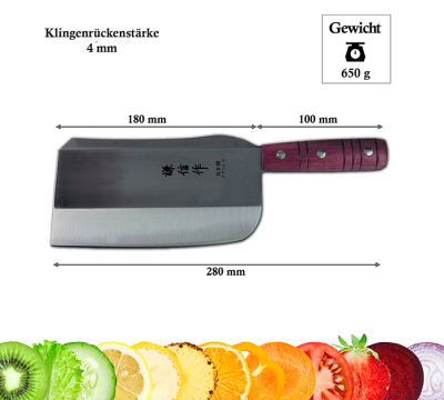 Chinesischer Hackmesser,28 cm, 650 g, Artikel Nr.. 40461