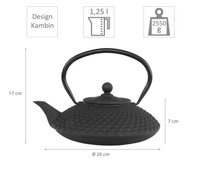 teeblume cast iron teapot Kambin 1,25 litre, with strainer, different colours