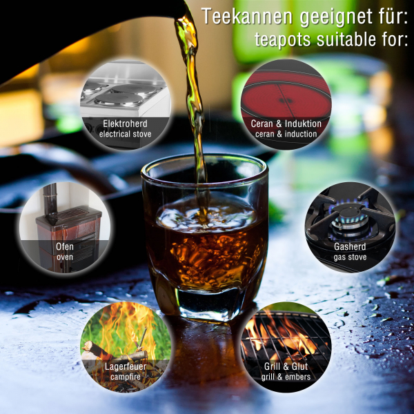 teeblume gusseiserne Teekanne Fangshan 0,75 Liter, mit Sieb, schwarz