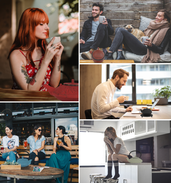 teeblume gusseiserne Teekanne Dalian, 0,3 Liter, mit Sieb, schwarz