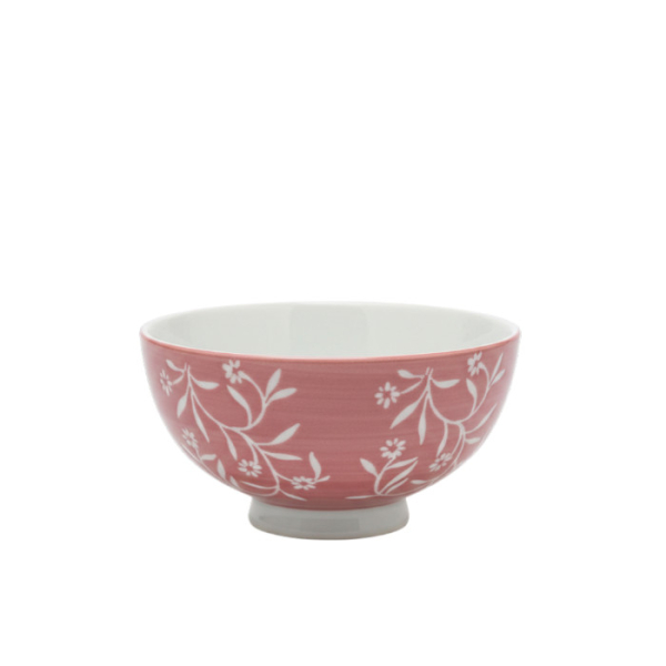 Asiatisches Schalen-Set Sofubo, hell-rot mit Blumen, 4-TLG, Ø 11 cm, 6 cm hoch, ca. 200 ml