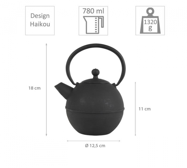 teeblume cast iron teapot Haikou 0,7 litre, with strainer, different colours