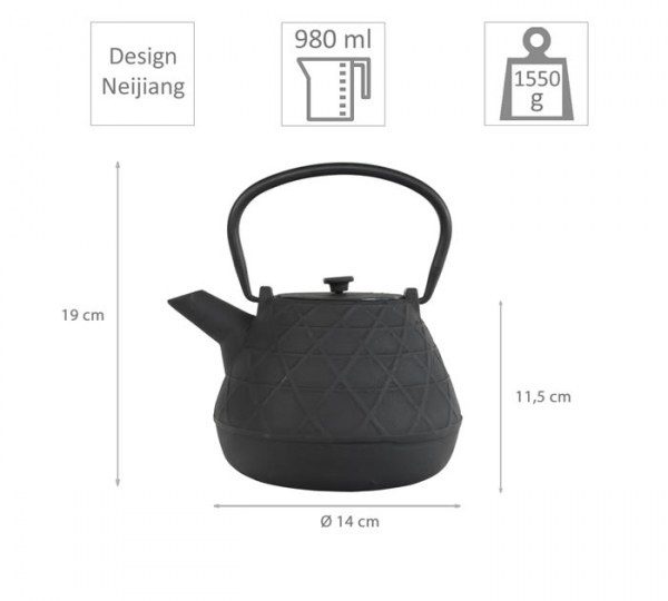 teeblume Cast Iron Teapot Neijiang 1.0 ltr., with strainer, different colours