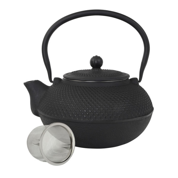 teeblume gusseiserne Teekanne Arare, 1,6 Liter, mit Sieb, schwarz